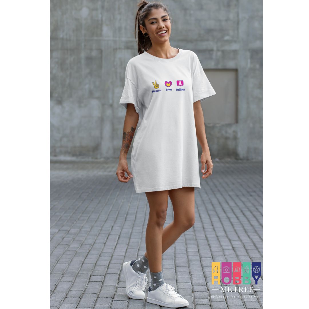 Peace, Love, Follow - Organic cotton t-shirt dress