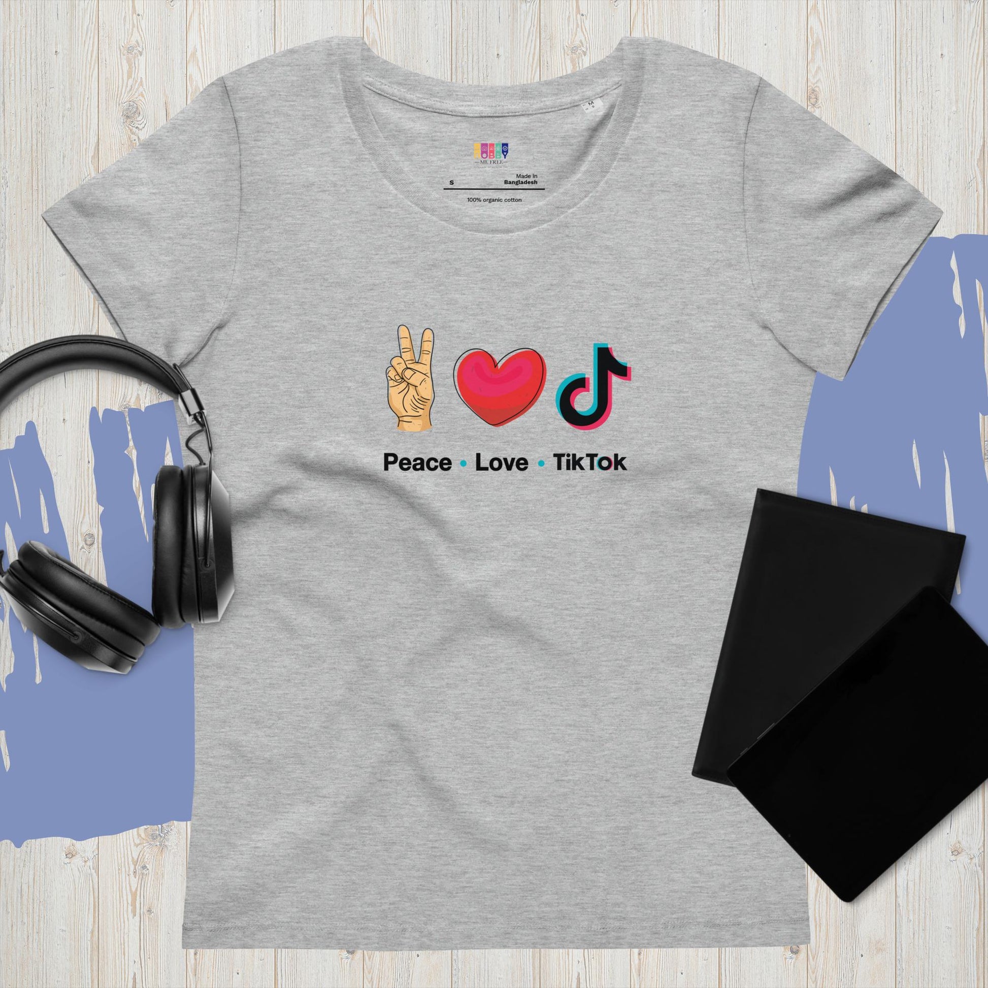 Peace Love TikTok - Eco tshirt in grey