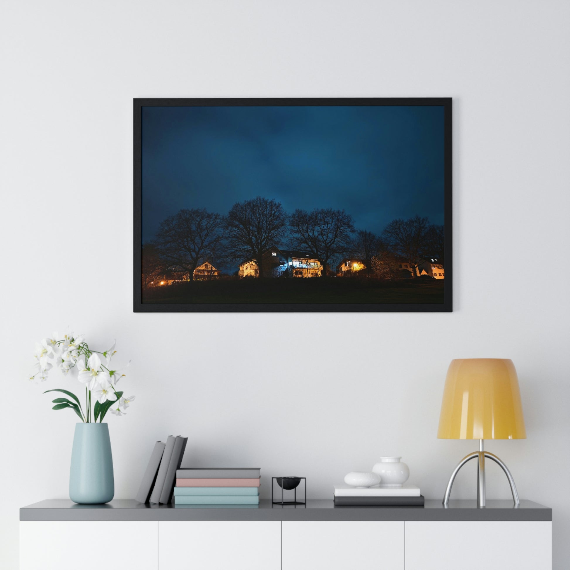 Village in night - Premium Framed Poster - Home - HobbyMeFree