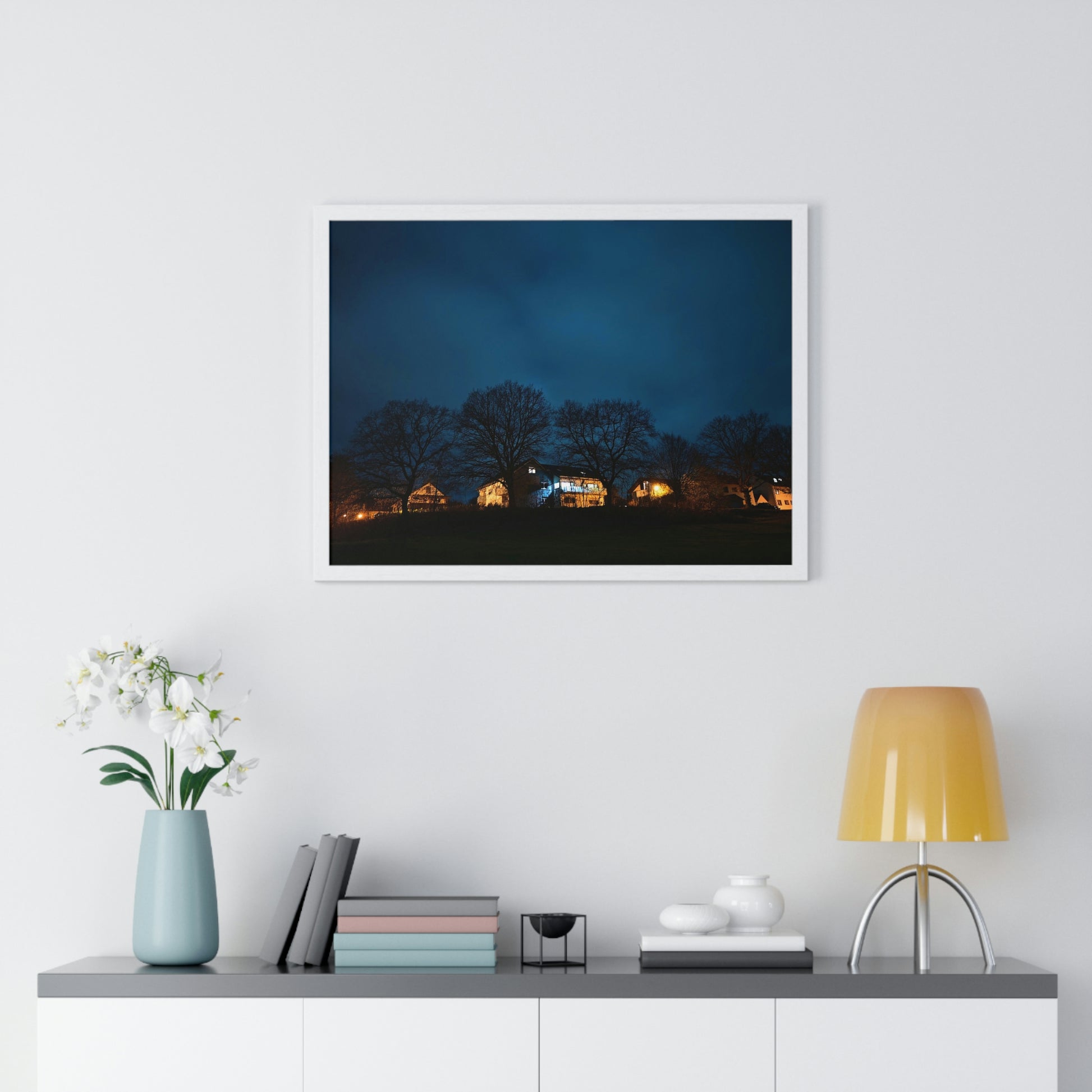 Village in night - Premium Framed Poster - Home - HobbyMeFree