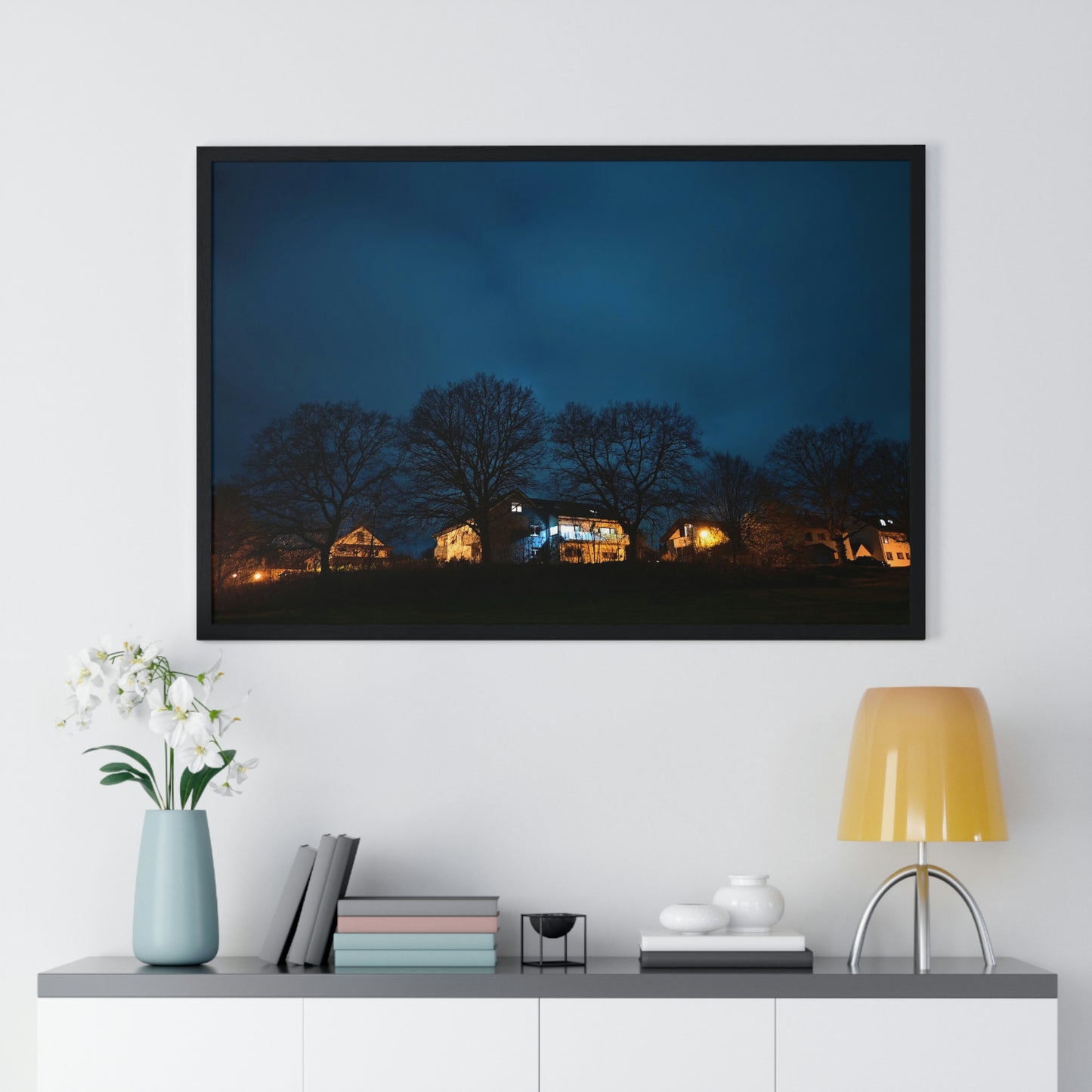 Village in night - Premium Framed Poster - Home - HobbyMeFree