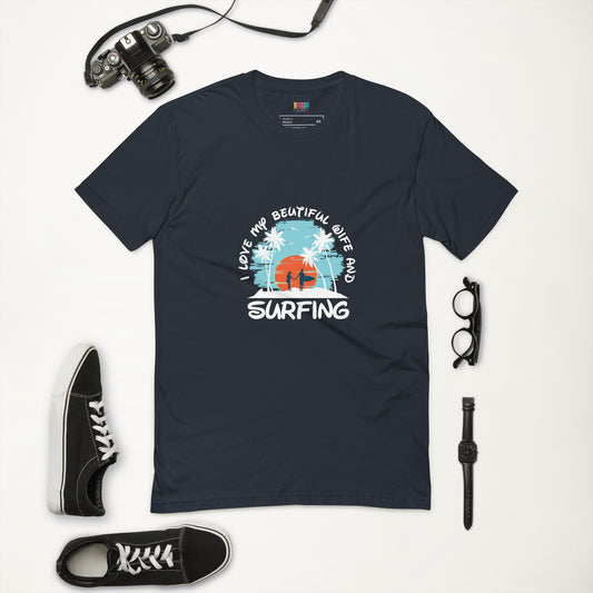 Love wife and surfing - Short Sleeve T-shirt - HobbyMeFree