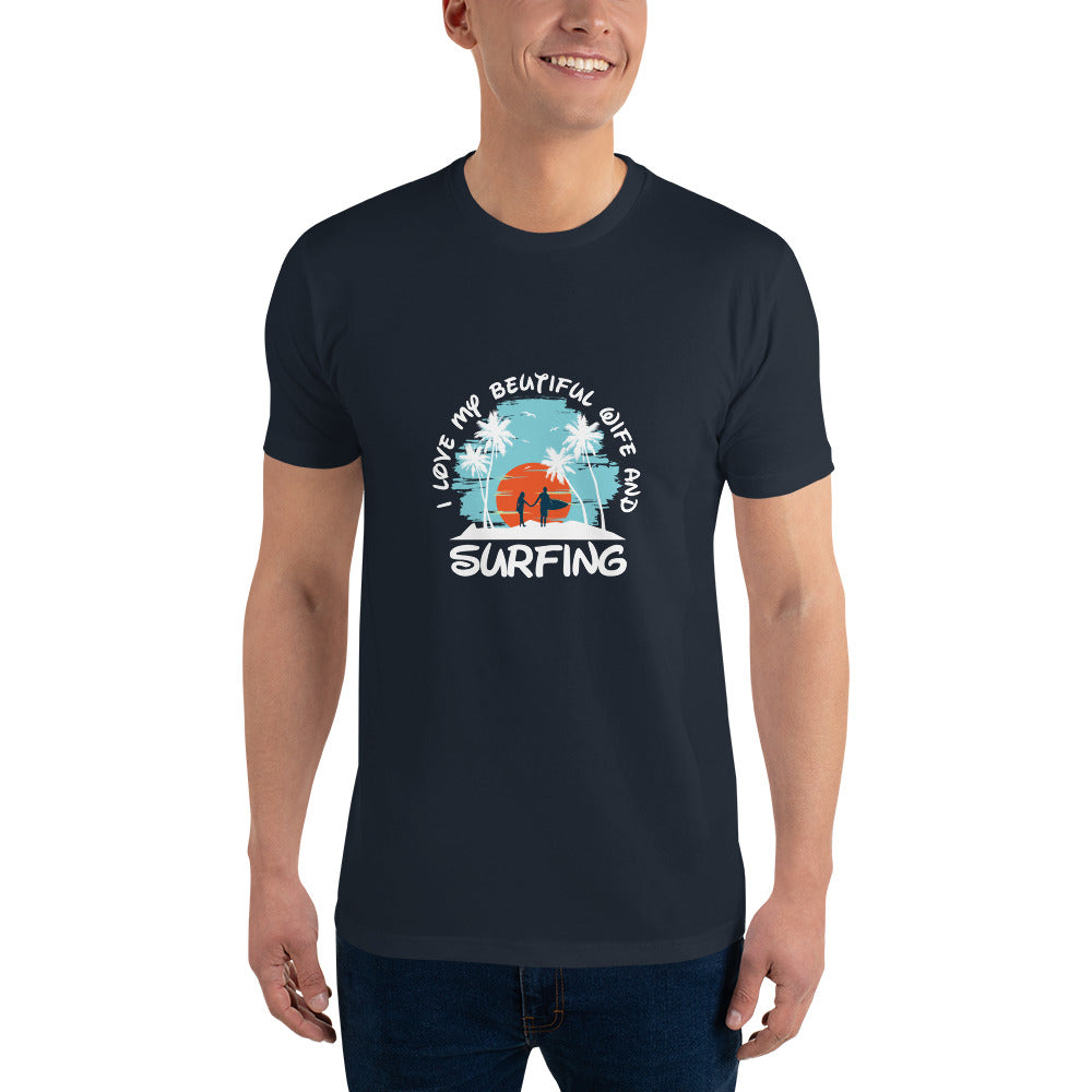 Love wife and surfing - Short Sleeve T-shirt - HobbyMeFree