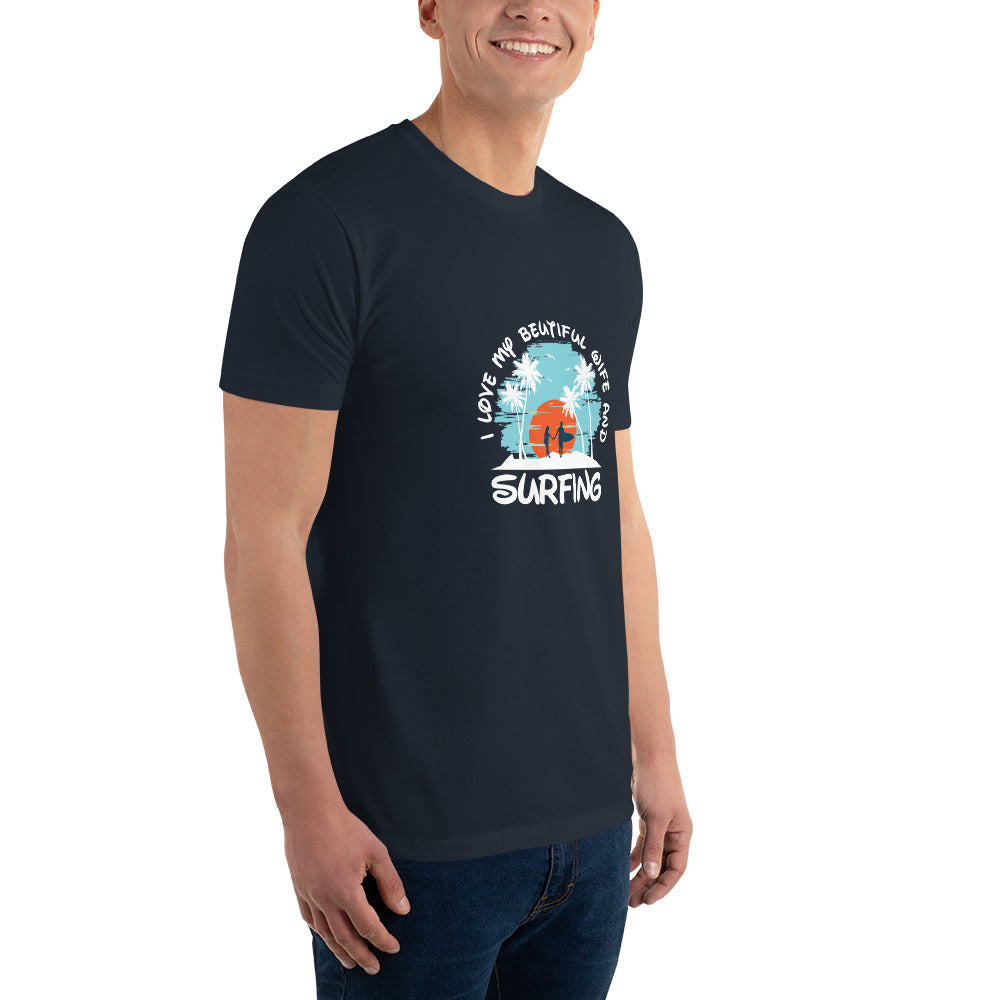 Love wife and surfing - Short Sleeve T-shirt - HobbyMeFree