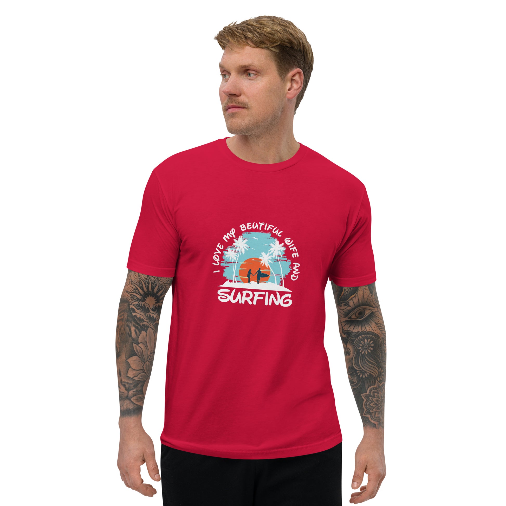 Love wife and surfing - Short Sleeve T-shirt - HobbyMeFree