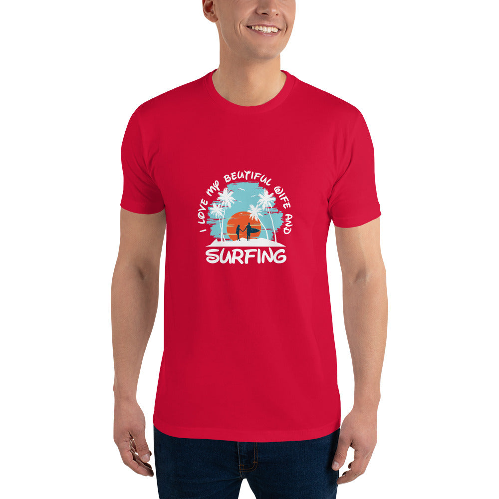 Love wife and surfing - Short Sleeve T-shirt - HobbyMeFree