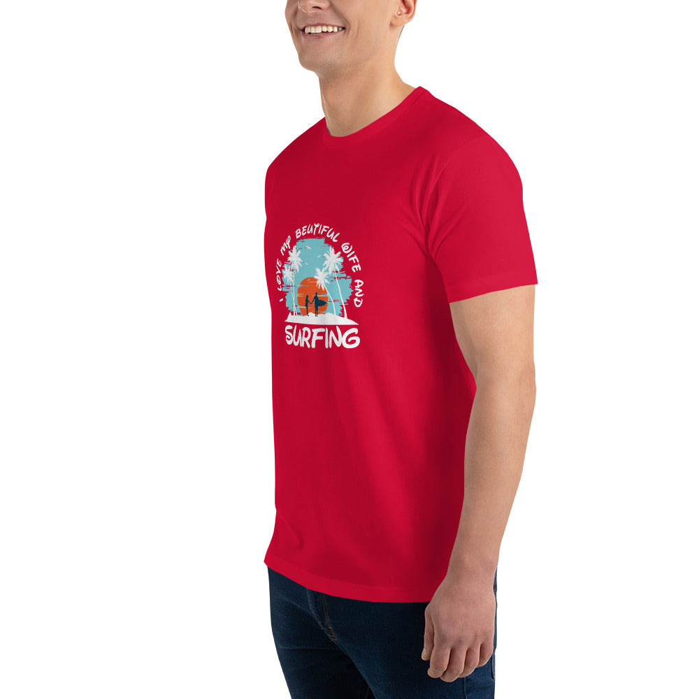 Love wife and surfing - Short Sleeve T-shirt - HobbyMeFree