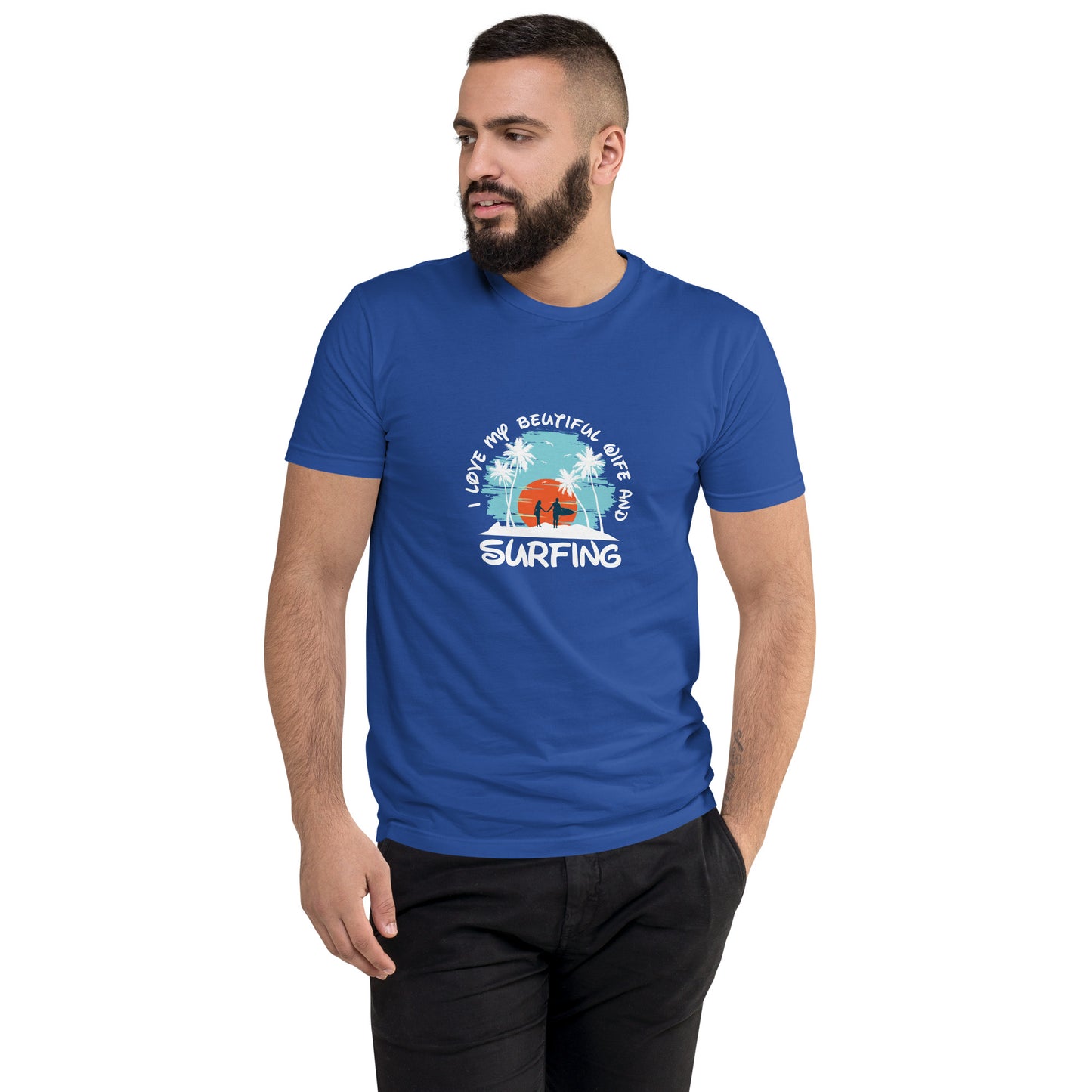 Love wife and surfing - Short Sleeve T-shirt - HobbyMeFree