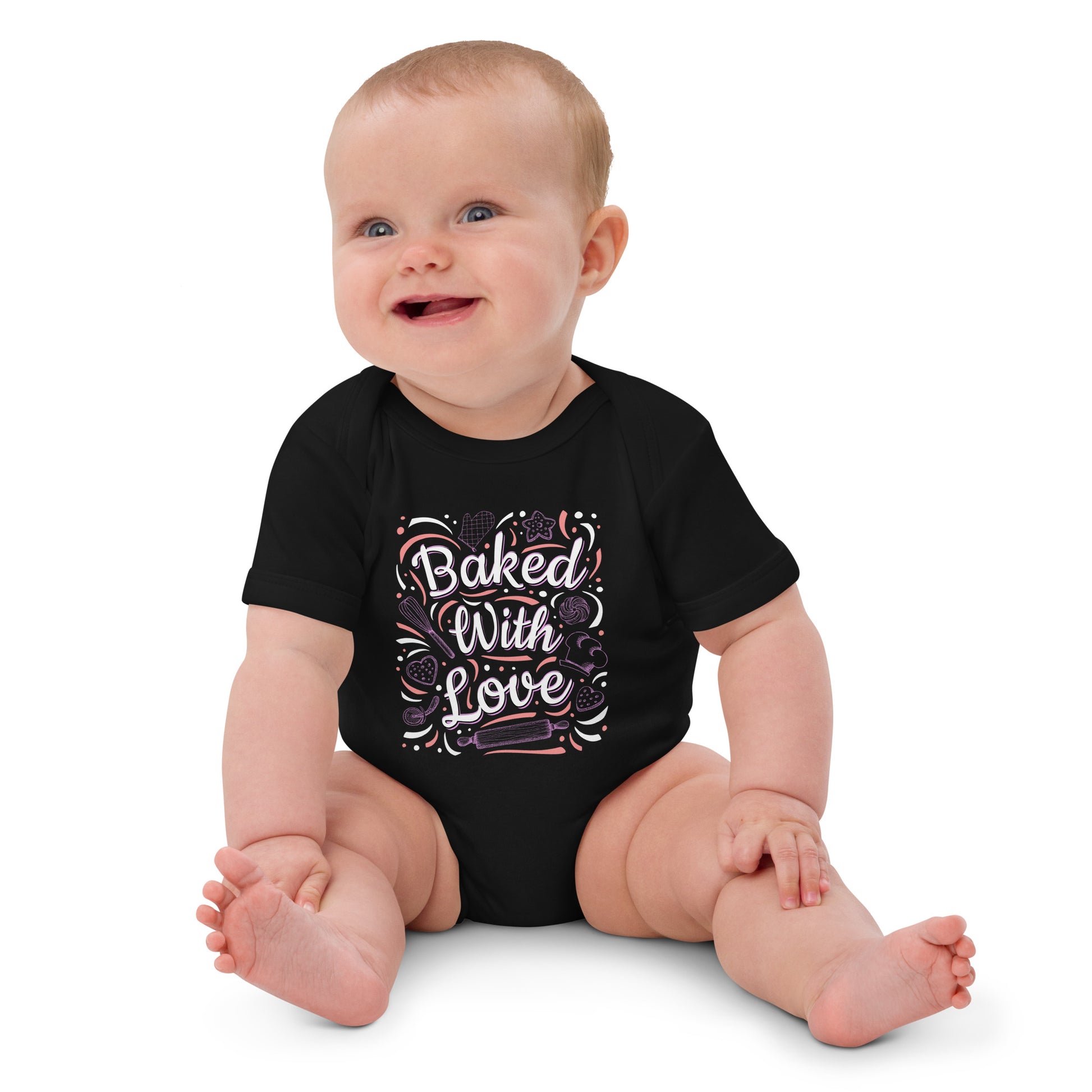 Baked with love - Organic cotton baby bodysuit - HobbyMeFree