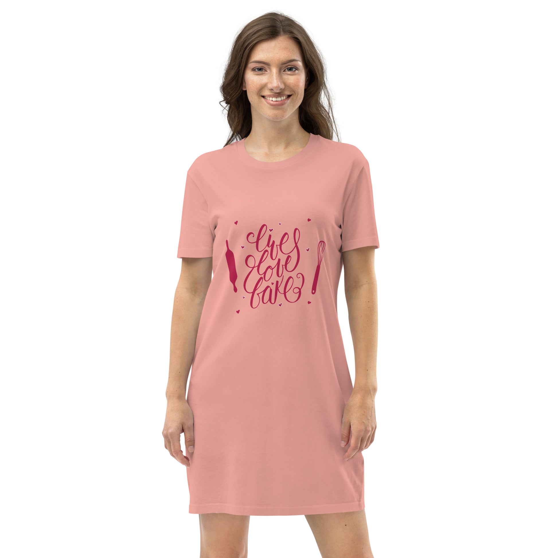 Live Love Bake - Organic cotton t-shirt dress - HobbyMeFree