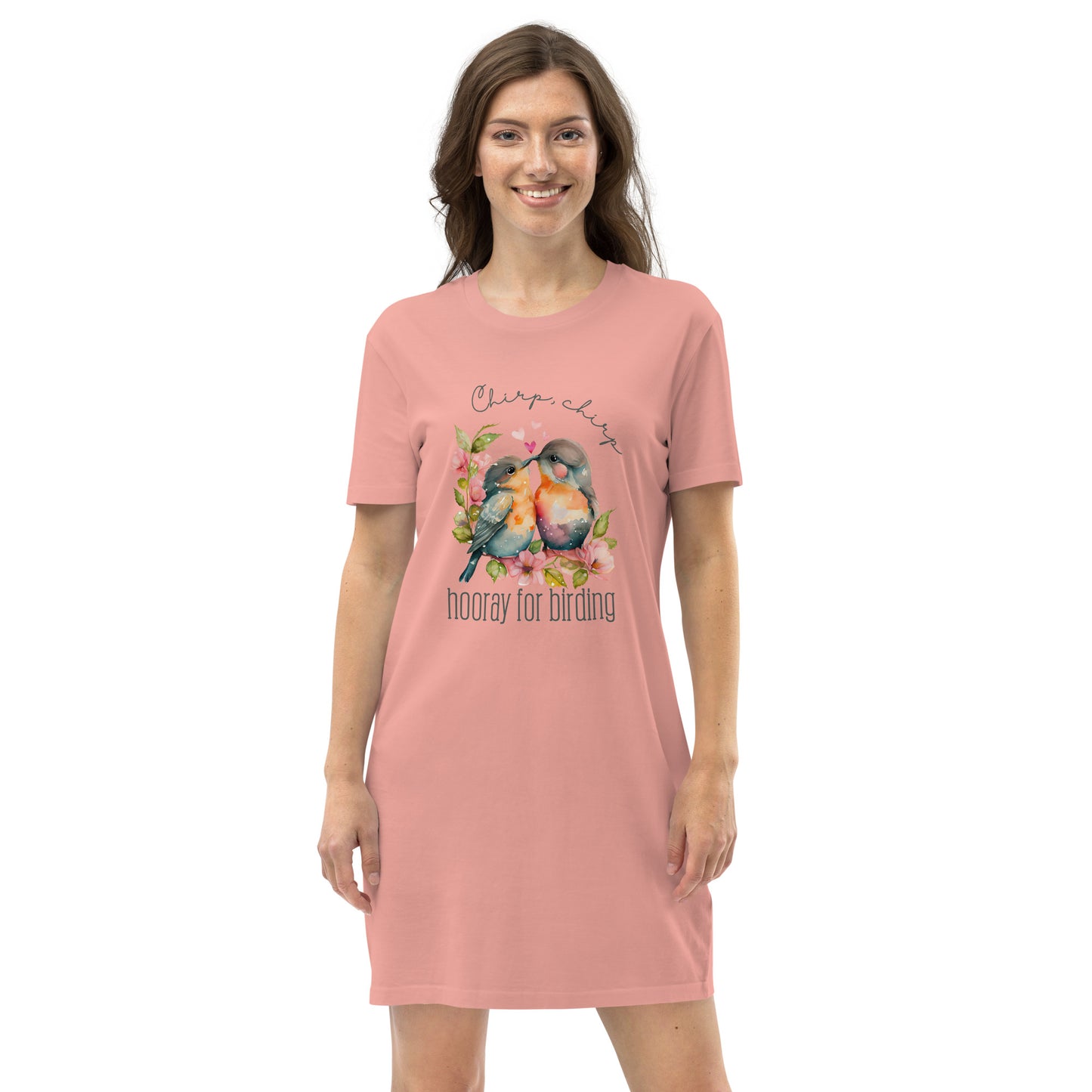 Chirp,Chirp, Hooray for Birding Organic cotton t-shirt dress - HobbyMeFree