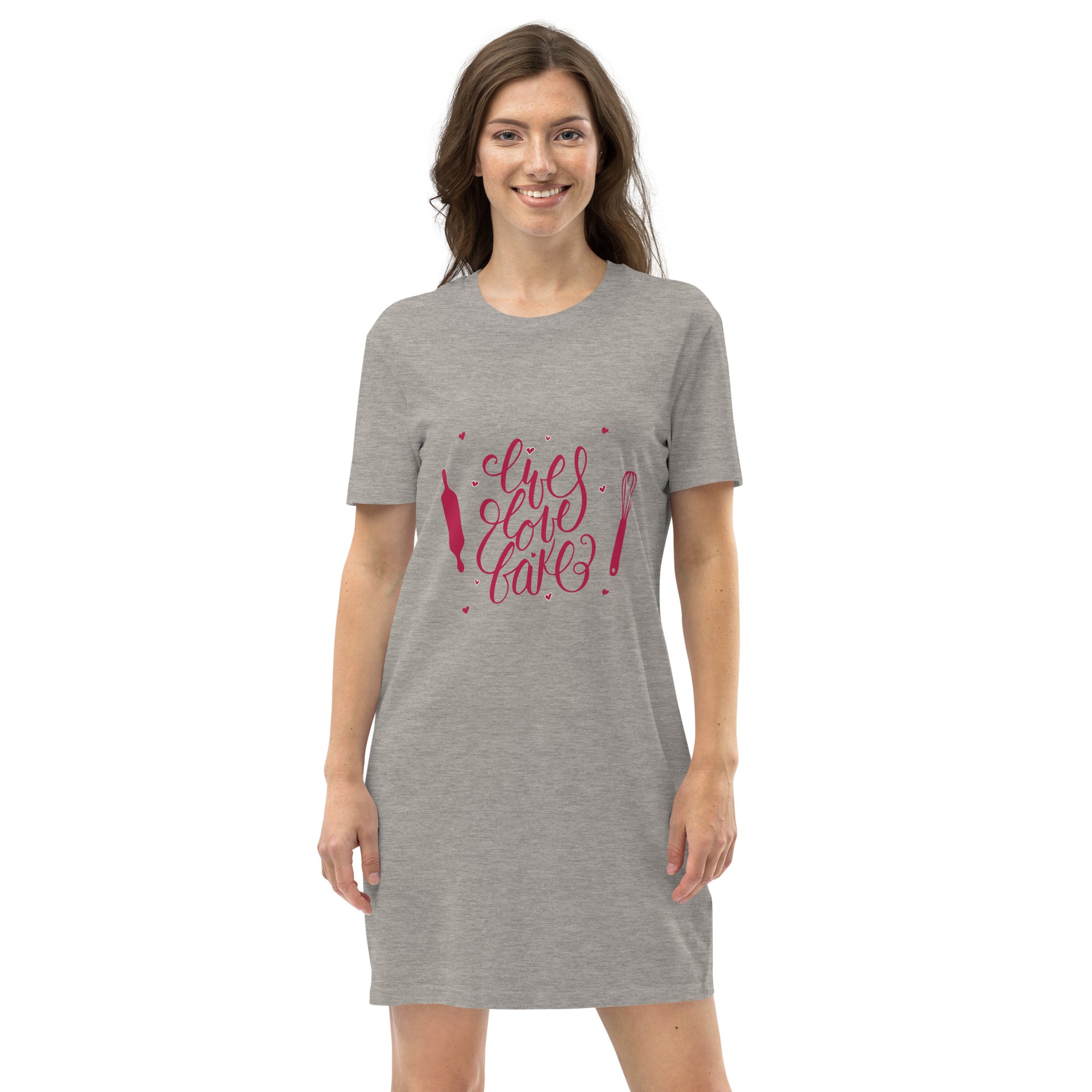 Live Love Bake - Organic cotton t-shirt dress - HobbyMeFree