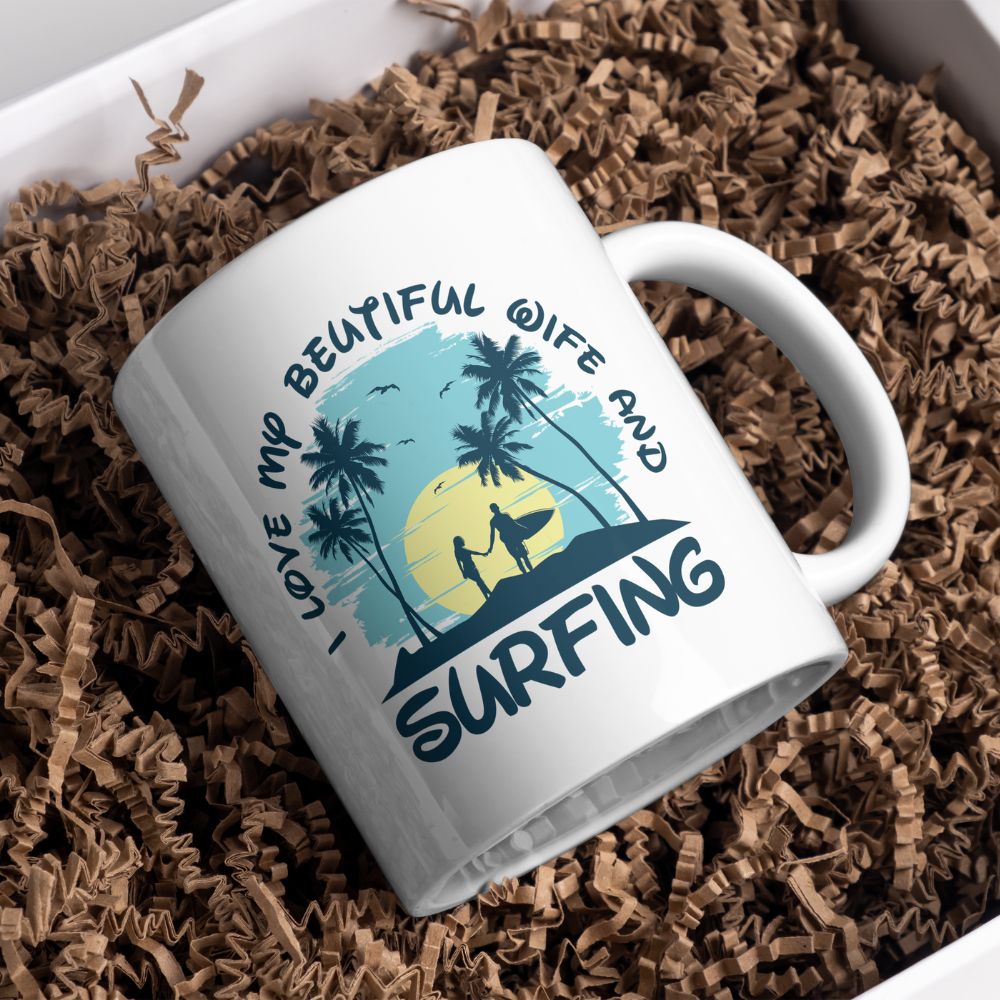 Surfer White - glossy mug - HobbyMeFree