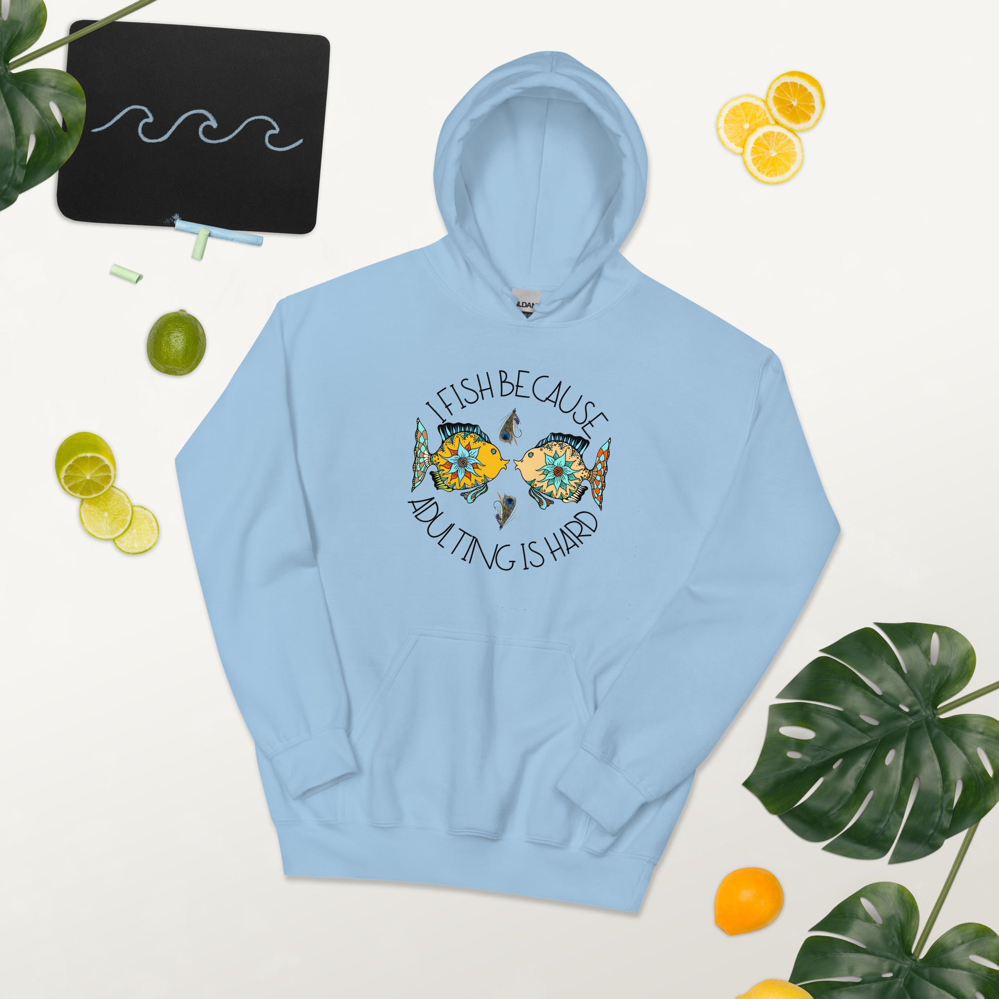 I Fish Because Adulting Is Hard Unisex Hoodie - HobbyMeFree