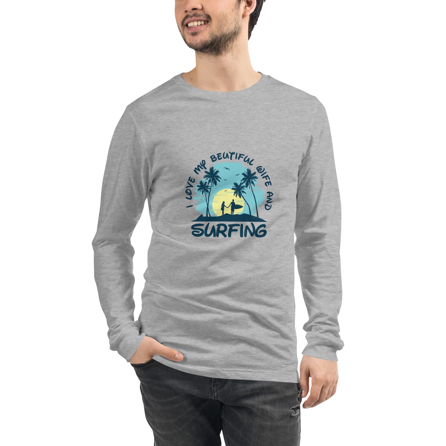 Love wife and surfing - Unisex Long Sleeve Tee - HobbyMeFree