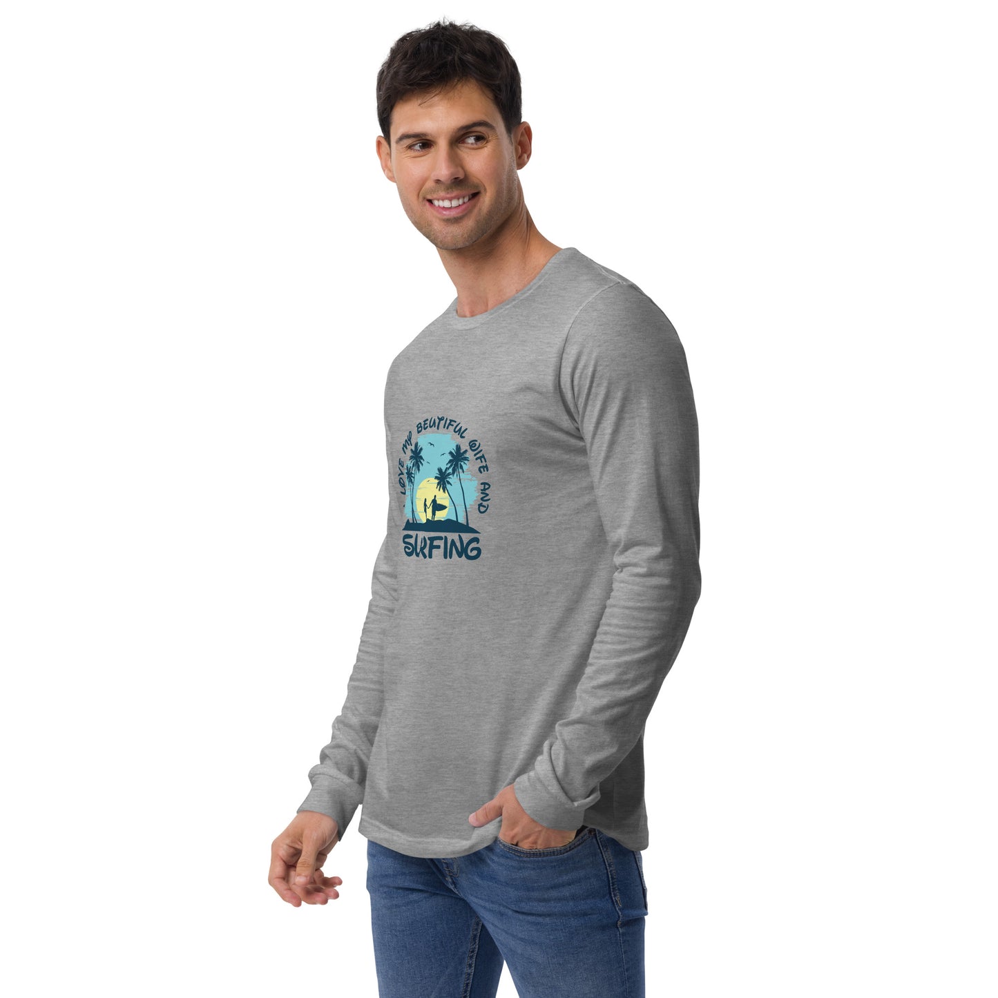 Love wife and surfing - Unisex Long Sleeve Tee - HobbyMeFree