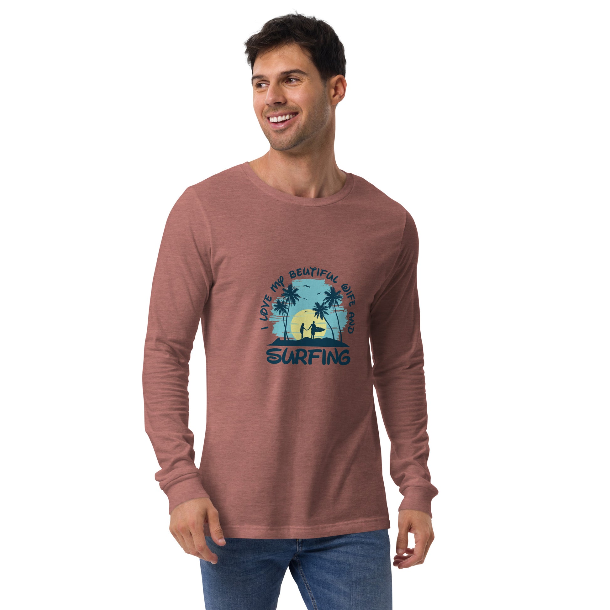 Love wife and surfing - Unisex Long Sleeve Tee - HobbyMeFree