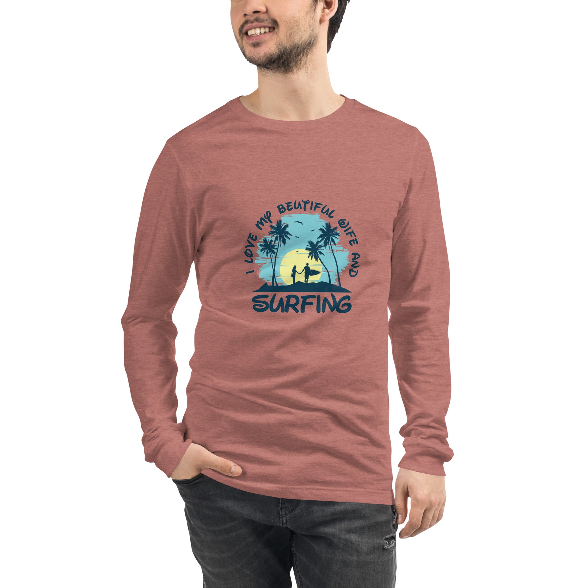 Love wife and surfing - Unisex Long Sleeve Tee - HobbyMeFree