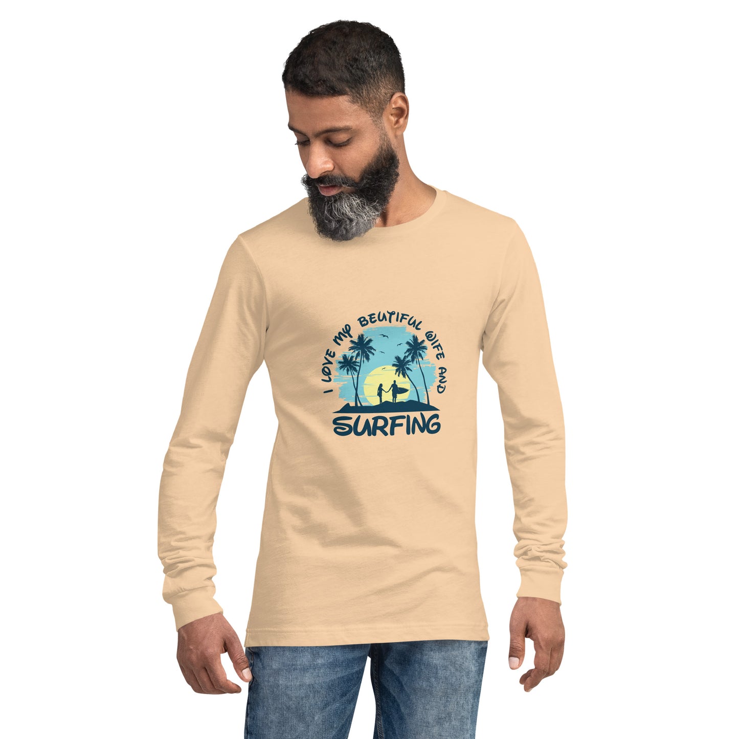 Love wife and surfing - Unisex Long Sleeve Tee - HobbyMeFree