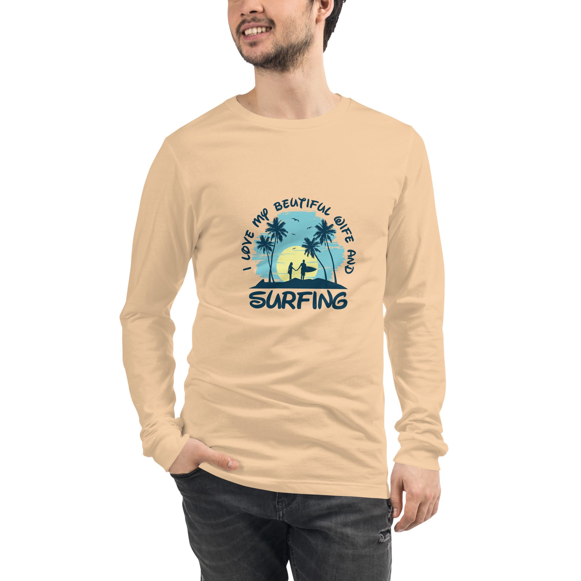 Love wife and surfing - Unisex Long Sleeve Tee - HobbyMeFree