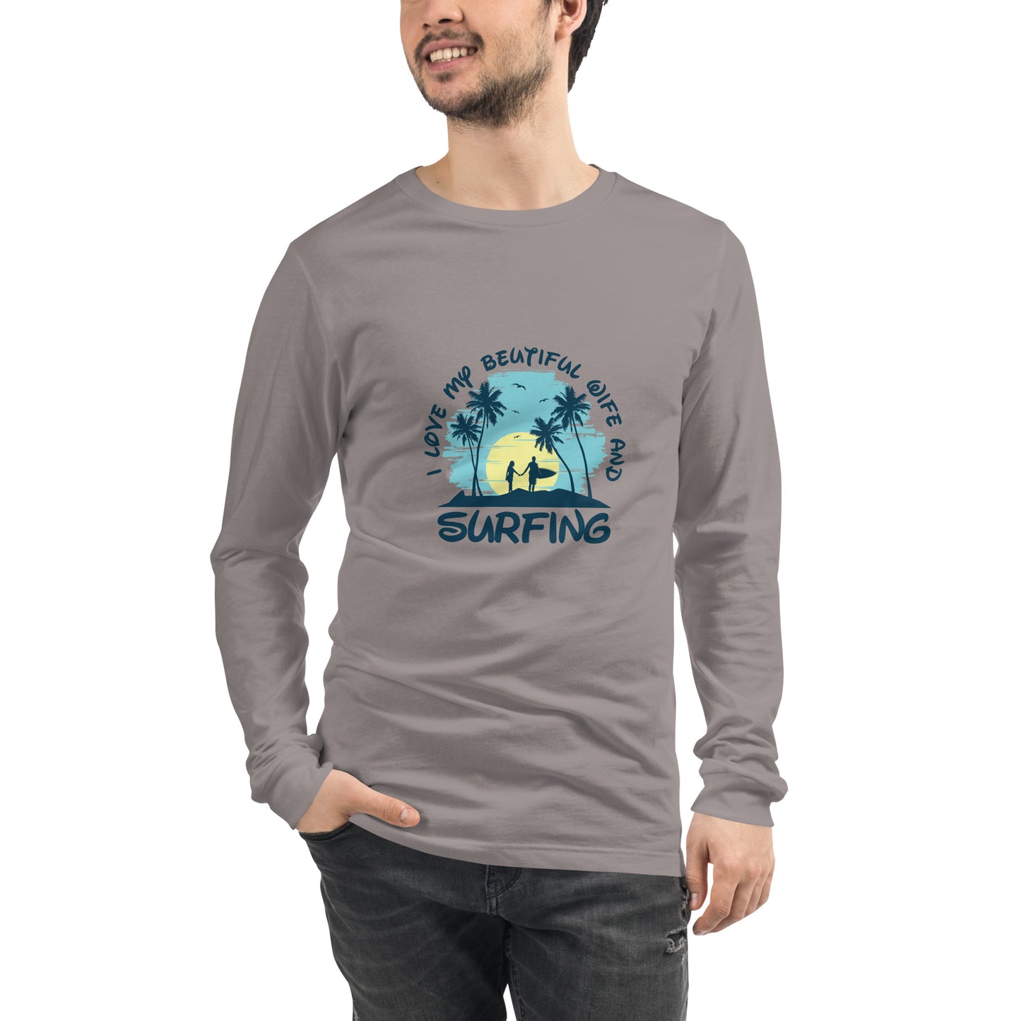 Love wife and surfing - Unisex Long Sleeve Tee - HobbyMeFree