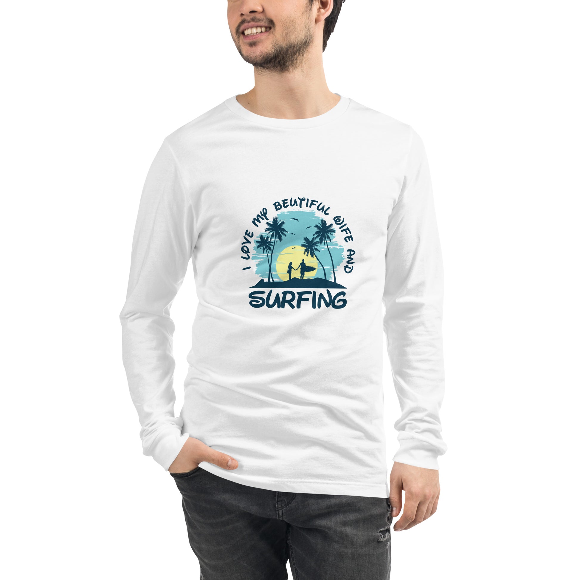 Love wife and surfing - Unisex Long Sleeve Tee - HobbyMeFree