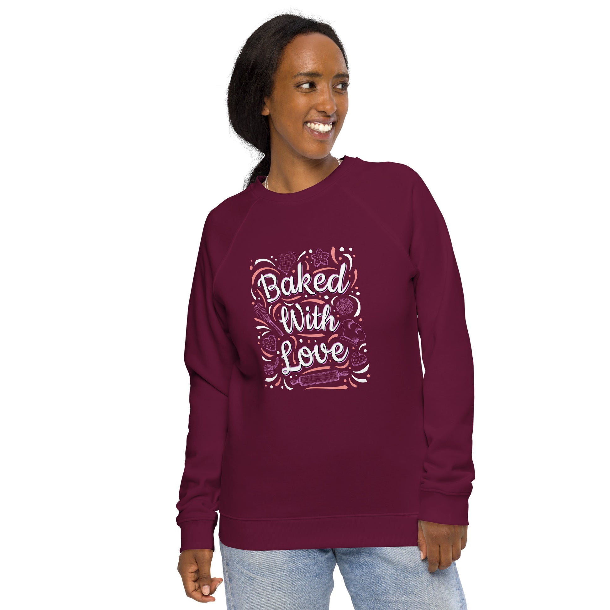 Baked with Love - Women organic raglan sweatshirt - HobbyMeFree