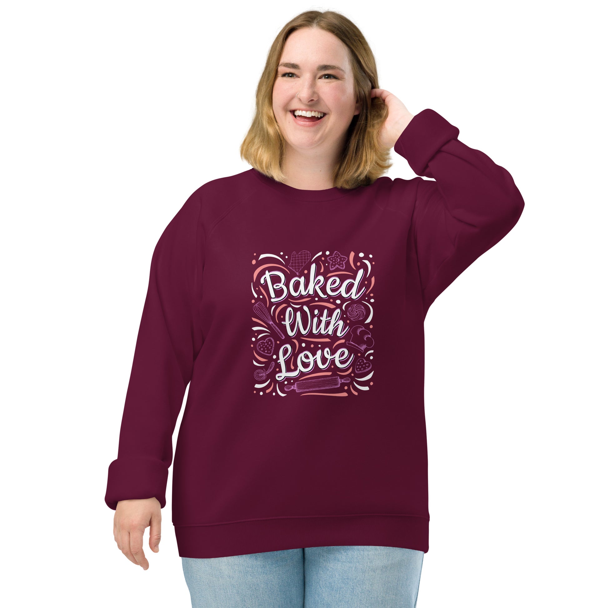 Baked with Love - Women organic raglan sweatshirt - HobbyMeFree