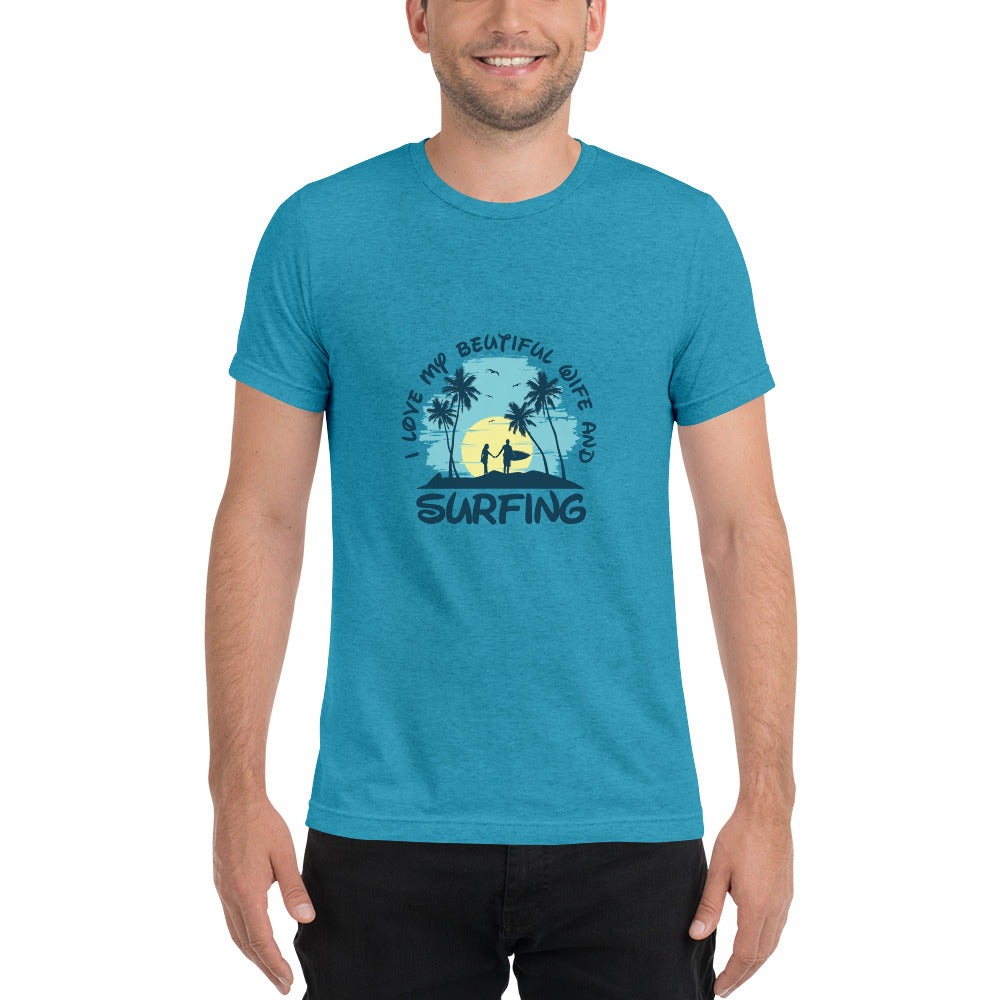 Love wife and surfing - Short sleeve t-shirt - HobbyMeFree