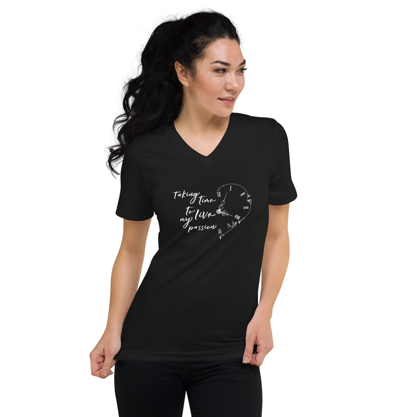 Taking time to live my passion - Unisex Short Sleeve V-Neck T-Shirt - HobbyMeFree