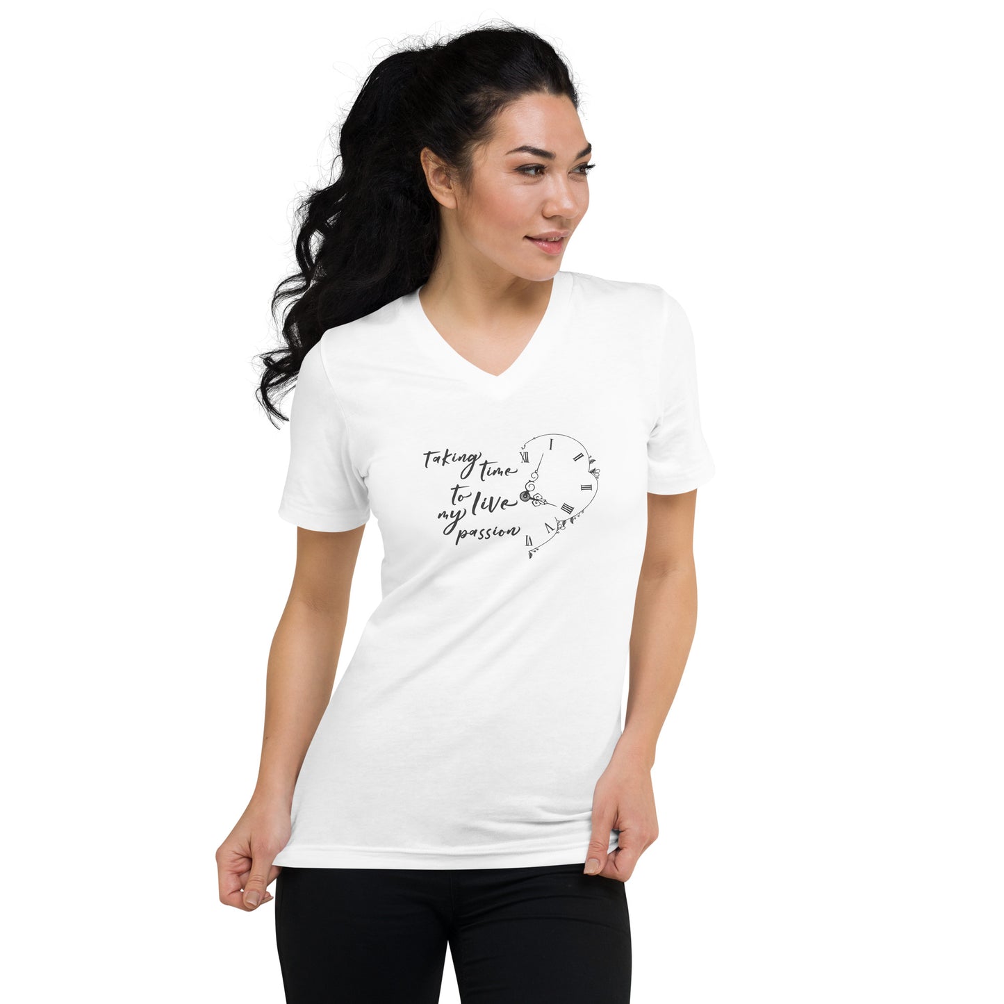 Taking time to live my passion - Unisex Short Sleeve V-Neck T-Shirt - HobbyMeFree